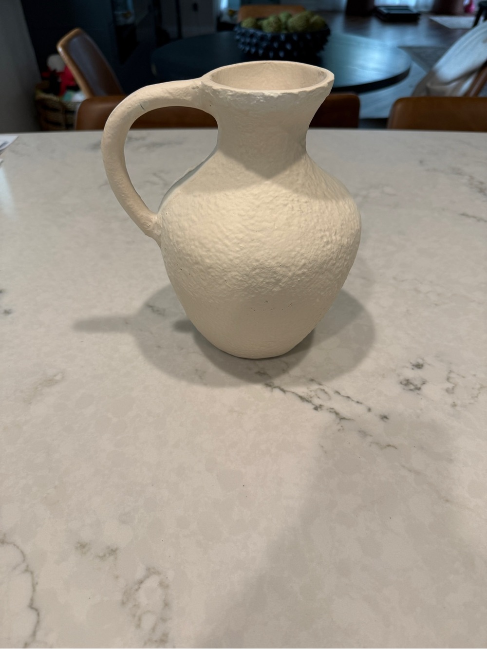 Handcrafted Cream Ceramic Pitcher Vase - Unbranded